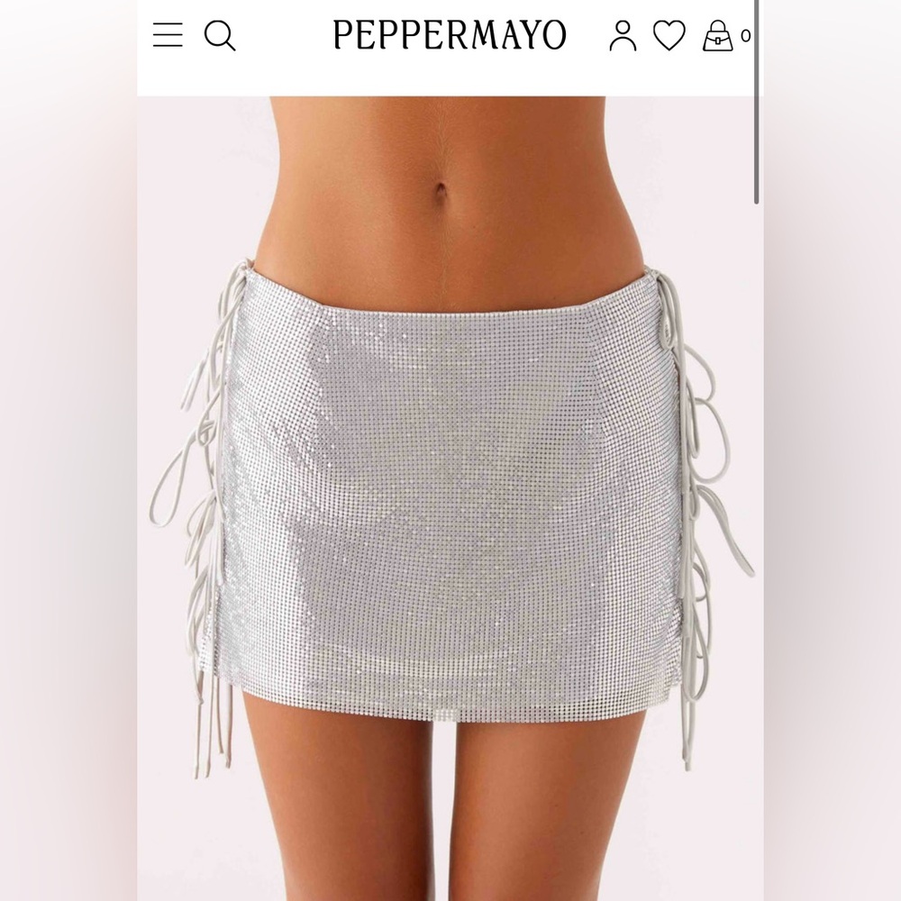 Peppermayo Shimmering Silver Mini Skirt